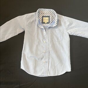 Kids Light Blue Button-Down Shirt with Patterned Collar